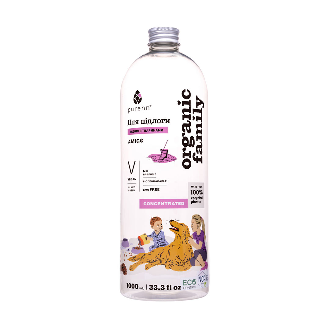 Засіб для миття підлоги Purenn Organic Family Amigo Animal Friendly неароматизований, 1 л